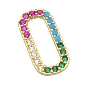 copper oval pendant pave zircon, gold plated, approx 9-19mm
