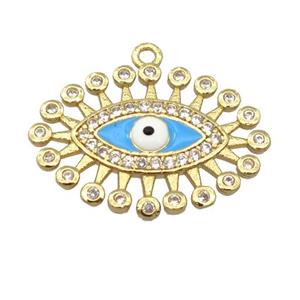 copper pendant pave zircon, evil eye, gold plated, approx 16-22mm