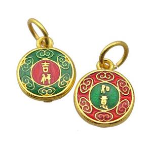 alloy pendant with enamel, gold plated, approx 12mm