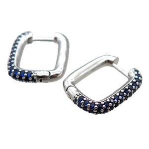 copper Latchback Earrings pave zircon, platinum plated, approx 22-38mm