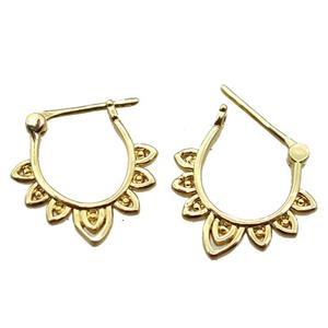 copper Latchback Earrings, gold plated, approx 16mm