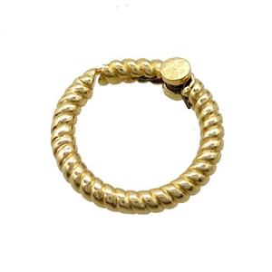copper Carabiner locker, circle, gold plated, approx 18.5mm dia