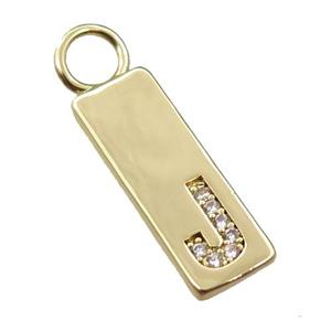 copper rectangle pendant pave zircon, gold plated, approx 7-20mm