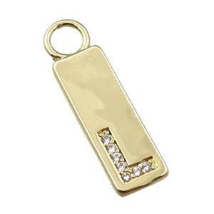 copper rectangle pendant pave zircon, gold plated, approx 7-20mm