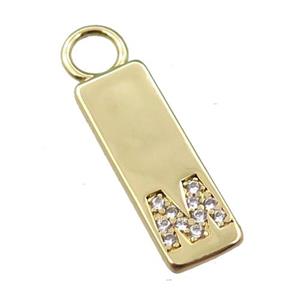 copper rectangle pendant pave zircon, gold plated, approx 7-20mm
