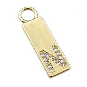 copper rectangle pendant pave zircon, gold plated, approx 7-20mm