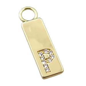 copper rectangle pendant pave zircon, gold plated, approx 7-20mm