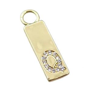 copper rectangle pendant pave zircon, gold plated, approx 7-20mm