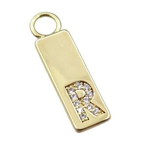 copper rectangle pendant pave zircon, gold plated, approx 7-20mm