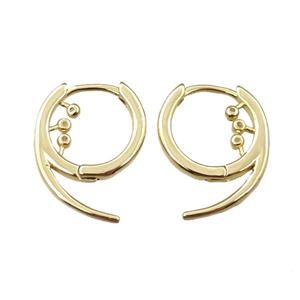 copper Latchback Earring pave zircon, gold plated, approx 14-20mm
