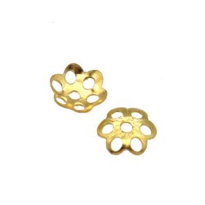 copper beadcaps, unfaded, gold plated, approx 5.5mm dia