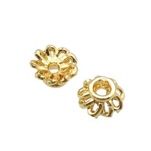 copper beadcaps, unfaded, gold plated, approx 6.6mm dia