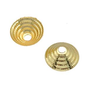 copper beadcaps, unfaded, gold plated, approx 10mm