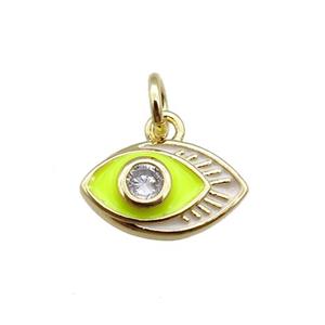 copper eye charm pendant, enameled, gold plated, approx 7-11mm