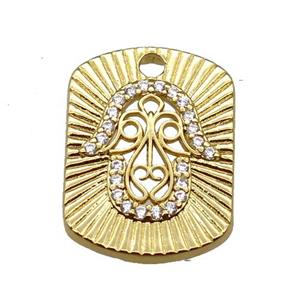 copper rectangle pave zircon, hand, gold plated, approx 14.5-19mm