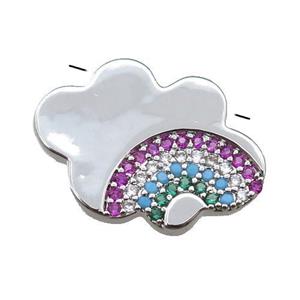 copper cloud pendant pave rainbow zircon, platinum plated, approx 15-20mm