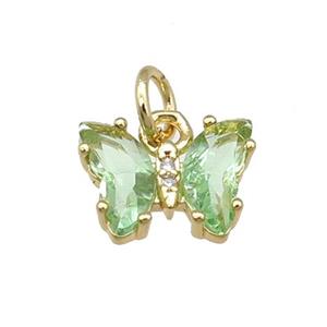 lt.green Crystal Glass Butterfly Pendant, gold plated, approx 8-10mm