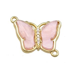 lt.pink Resin Butterfly Connector, gold plated, approx 13-18mm