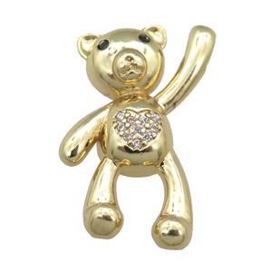 copper bear pendant pave zircon, gold plated, approx 15-26mm