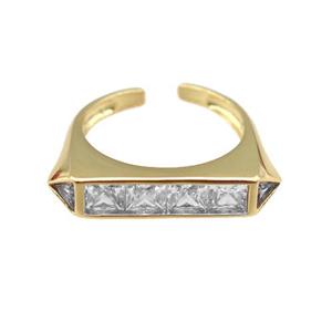 copper Ring pave zircon, gold plated, approx 5x25mm, 18mm dia
