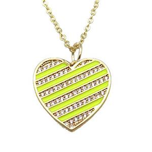 copper Necklace with yellow enamel heart, gold plated, approx 20mm, 42-47cm length