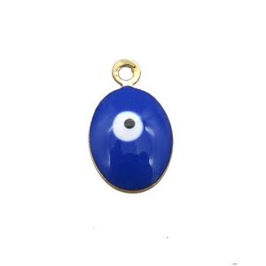 copper Evil Eye pendant with blue enamel, gold plated, approx 7-9mm