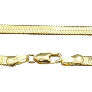 copper snakeskin necklace chain, gold plated, approx 2.5mm, 45cm length