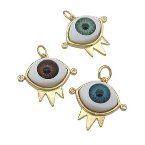 copper pendant with Evil Eye, mixed, gold plated, approx 17-20mm
