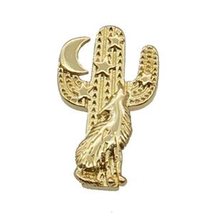 copper cactus pendant, fox, gold plated, approx 12-20mm