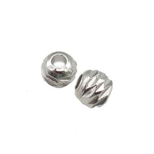 round copper carved beads, platinum plated, approx 5mm dia