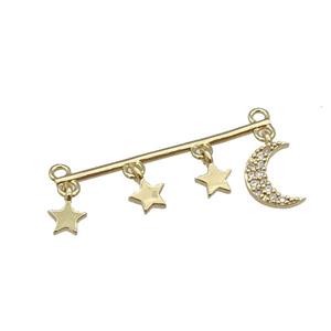 copper Moon star pendant paved zircon, gold plated, approx 10-30mm