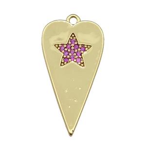 copper heart pendant paved hotpink zircon, gold plated, approx 12-23mm