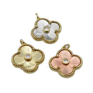 copper Clover pendant, gold plated, mixed, approx 17.5mm