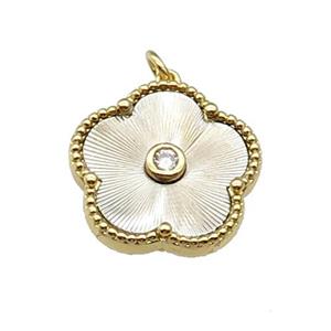 copper Flower pendant, platinum plated, approx 18mm