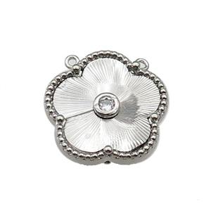 copper Flower pendant, platinum plated, approx 18mm