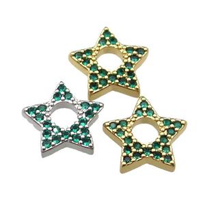 copper star pendant pave green zircon, mixed, approx 13.5mm