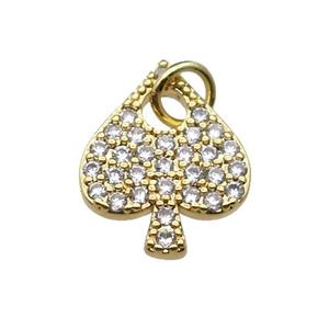 copper Heart pendant pave zircon, gold plated, approx 12-15mm