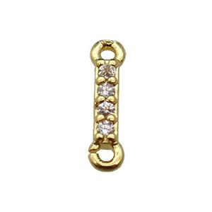 copper letter-I connector pave zircon, gold plated, approx 8mm