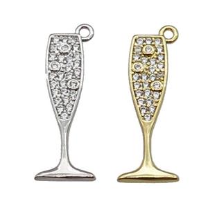 copper cup pendant pave zircon, mix, approx 6-23mm