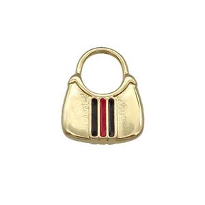 Copper Bag Charm Pendant Enamel Gold Plated, approx 15-20mm