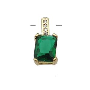 Copper Pendant Pave Green Crystal Gold Plated, approx 6.5-14mm