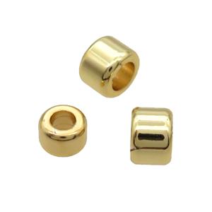 Copper Tube Beads Large Hole 18K Gold Plated, approx 7mm, 4mm hole