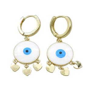 Copper Hoop Earring Circle Evil Eye Enamel Heart Gold Plated, approx 16mm, 16mm dia