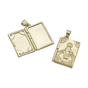 Copper Locket Pendant Virgin Mary Rectangle Gold Plated, approx 15-20mm