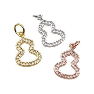 Copper Gourd Pendant Pave Zircon Mixed, approx 10-13mm
