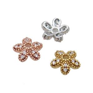 Copper BeadCaps Pave Zircon Mixed, approx 8mm