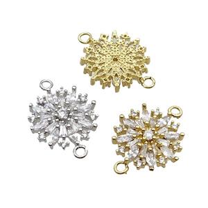 Copper Flower Connector Pave Zircon Mixed, approx 16.5mm dia