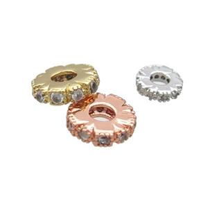 Copper Heishi Spacer Beads Pave Zircon Mixed, approx 6mm