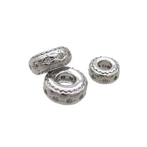 Copper Rondelle Spacer Beads Pave Zircon Platinum Plated, approx 8mm