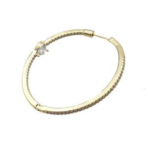 Copper Hoop Earring Pave Zircon Gold Plated, approx 6mm, 50mm dia